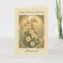 Primroses February Birthday Flowers Art Nouveau St Kaart