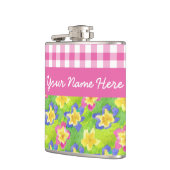 Primroses Hip Flask to Personalize: roze Gingham Heupfles (Links)