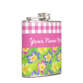 Primroses Hip Flask to Personalize: roze Gingham Heupfles (Rechts)