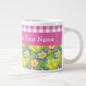 Primroses Jumbo Mok aan Personaliseren: Roze Gingh (Rechts)