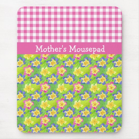 Primroses Mousepad om te personaliseren: Pink Ging Muismat (Voorkant)