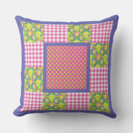 Primroses, Polka Dots en Gingham Kussen