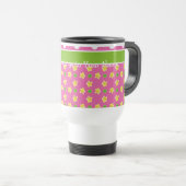 Primroses Travel Mug: Pink Polka Dots personaliser Reisbeker (Voorkant rechts)