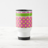 Primroses Travel Mug: Pink Polka Dots personaliser Reisbeker (Center)
