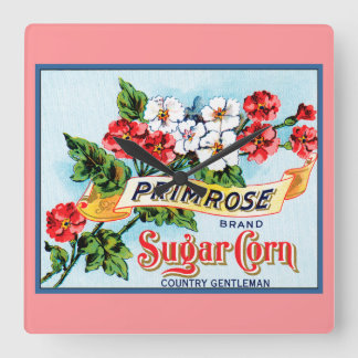 Primula Bloemen Roze Bloemstuk Vintage Kist Kunst Vierkante Klok