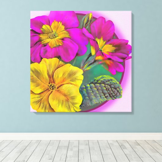 Primula canvas — handomdragerafdrukken (Insitu (Houten vloer))