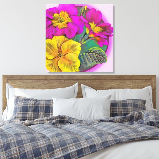 Primula canvas — handomdragerafdrukken (Insitu (Slaapkamer))