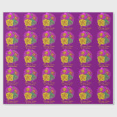 Primula fijn kunst roze geel Pasen verpakking Cadeaupapier (Vlak)