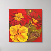 Primula floral red canvas fine art rap print (Voorkant)
