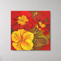 Primula floral red canvas fine art rap print
