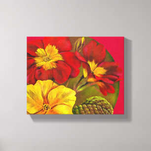 Primula floral red canvas fine art rap print