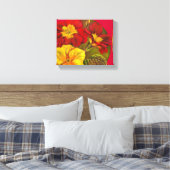 Primula floral red canvas fine art rap print (Insitu (Slaapkamer))