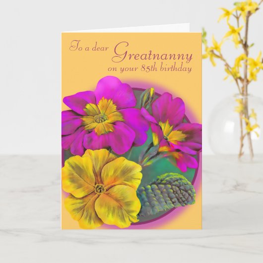 Primula grootnanny floral yellow verjaardagskaart kaart (Gele Bloem)