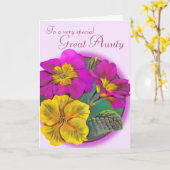Primula Grote Tante roze paarse verjaardagskaart Kaart (Gele Bloem)