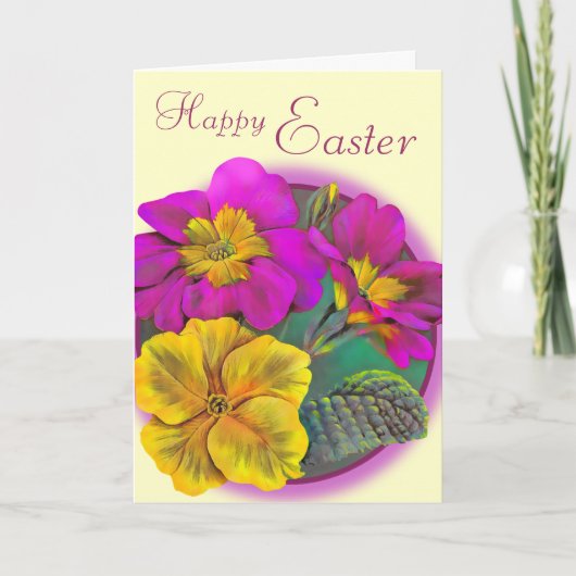 Primula Happy Paasroze kaart (Voorkant)