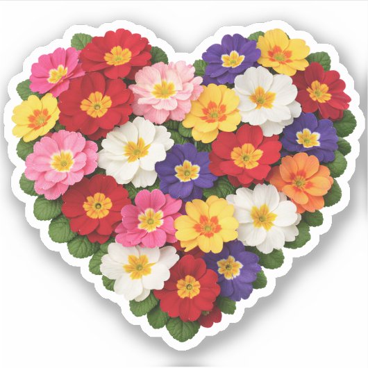 Primula Hart Februari Geboortebloem Sticker (Voorkant)