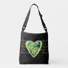 Primula Heart black yellow dot hart Crossbody Tas
