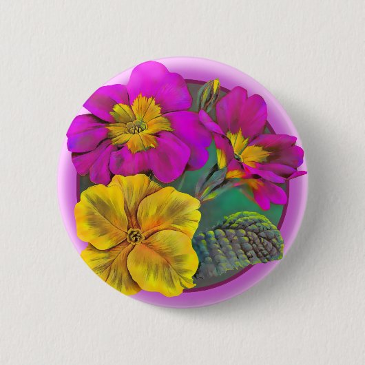 Primula-knop voor fijne kunst/badge ronde button 5,7 cm (Voorkant)