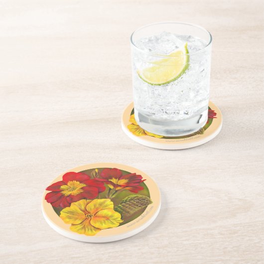 Primula primrose-schilderij zandsteen onderzetter (Zijkant)