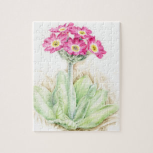 Primula roze waterverf kunst puzzel