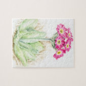 Primula roze waterverf kunst puzzel legpuzzel (Horizontaal)