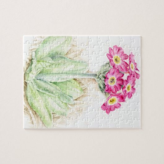 Primula roze waterverf kunst puzzel legpuzzel (Horizontaal)