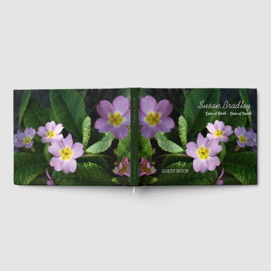 Primula Spring Flowers 2 gepersonaliseerde Memoria Gastenboek (Volledig)