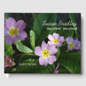 Primula Spring Flowers 2 gepersonaliseerde Memoria Gastenboek (Voorkant)