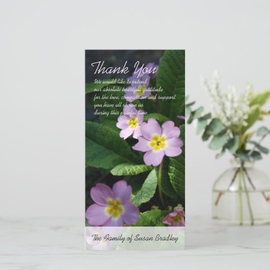 Primula Spring Flowers 2 Sympathy Thank You Card Bedankkaart (Staand voorkant)