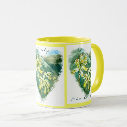Primula veris Green Heart Cowslip Mok (Voorkant rechts)