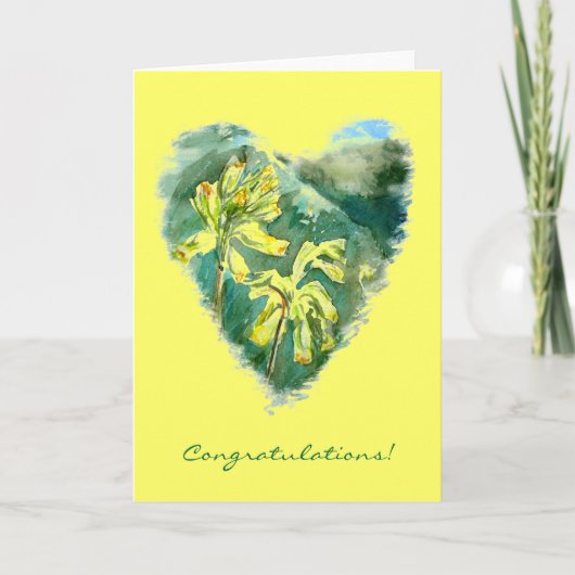 Primula veris Green Heart-felicitatiekaart Kaart (Voorkant)