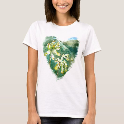 Primula veris Green Heart T-shirt (Voorkant)