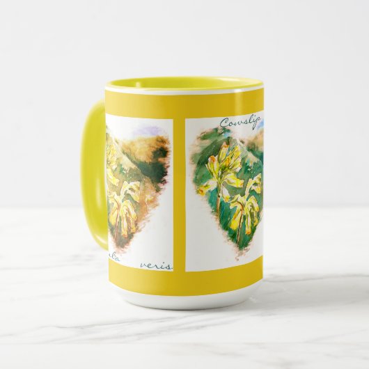 Primula veris Groene Hart Cowslip Mok (Voorkant links)