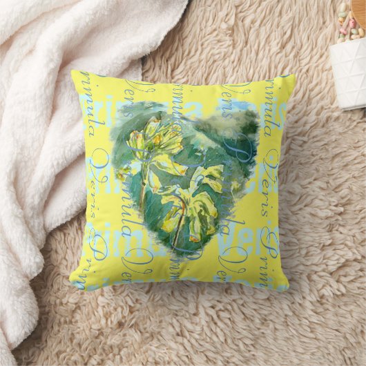 Primula Veris op Gele Cowslipharten 2 design Kussen (Deken)