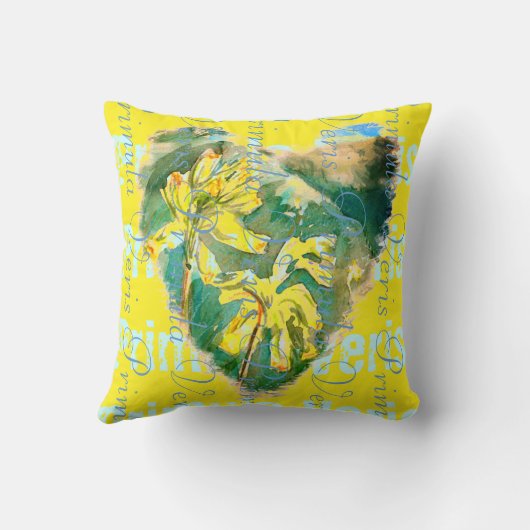 Primula Veris op Gele Cowslipharten 2 design Kussen (Achterkant)
