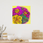 Primula yellow fine art botanische poster print (Keuken)