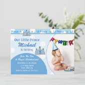 Prince 1e verjaardag uitnodiging 5x7 fotokaart (Staand voorkant)