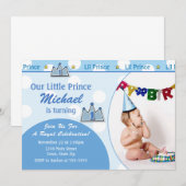 Prince 1e verjaardag uitnodiging 5x7 fotokaart (Voorkant / Achterkant)