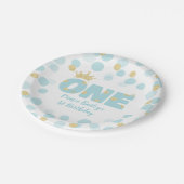 Prince 1st Birthday Blue Papieren Bordje (Gekanteld)