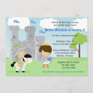 Prince and Knight Kids Birthday Party Invitation Kaart