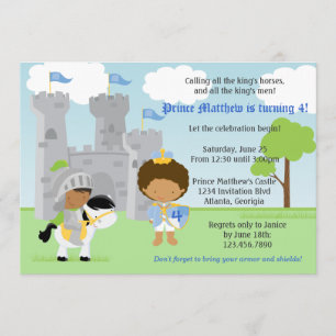 Prince and Knight Kids Birthday Party Invitation Kaart