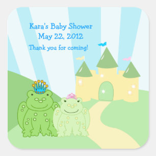 Prince and Princess Frog SQUARE Favor Sticker