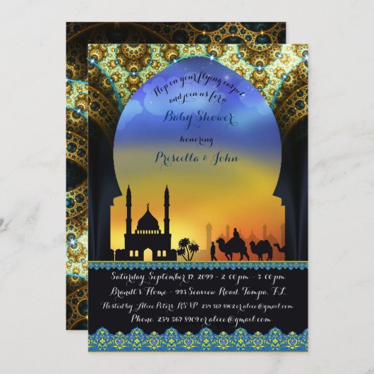 Prince Arabian Night Baby shower Uitnodiging (Voorkant / Achterkant)