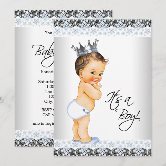  Prince Baby Boy Shower Kaart (Voorkant / Achterkant)