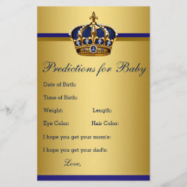 Prince Baby shower Advice Predication Game Kaarten
