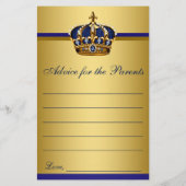 Prince Baby shower Advice Predication Game Kaarten (Achterkant)