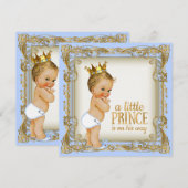 Prince Baby shower Baby Blue Gold Prince Kaart (Voorkant / Achterkant)