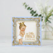 Prince Baby shower Baby Blue Gold Prince Kaart (Staand voorkant)