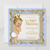 Prince Baby shower Baby Blue Gold Prince Kaart (Achterkant)