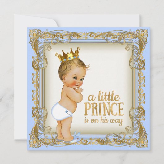 Prince Baby shower Baby Blue Gold Prince Kaart (Voorkant)